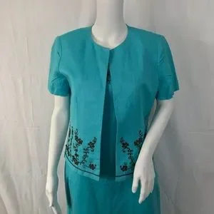 Jessica Howard Skirts Women Jessica Howard Turquoise Short Sleeve Linen Rayon Dress Size 8 Rn 7643 Poshmark